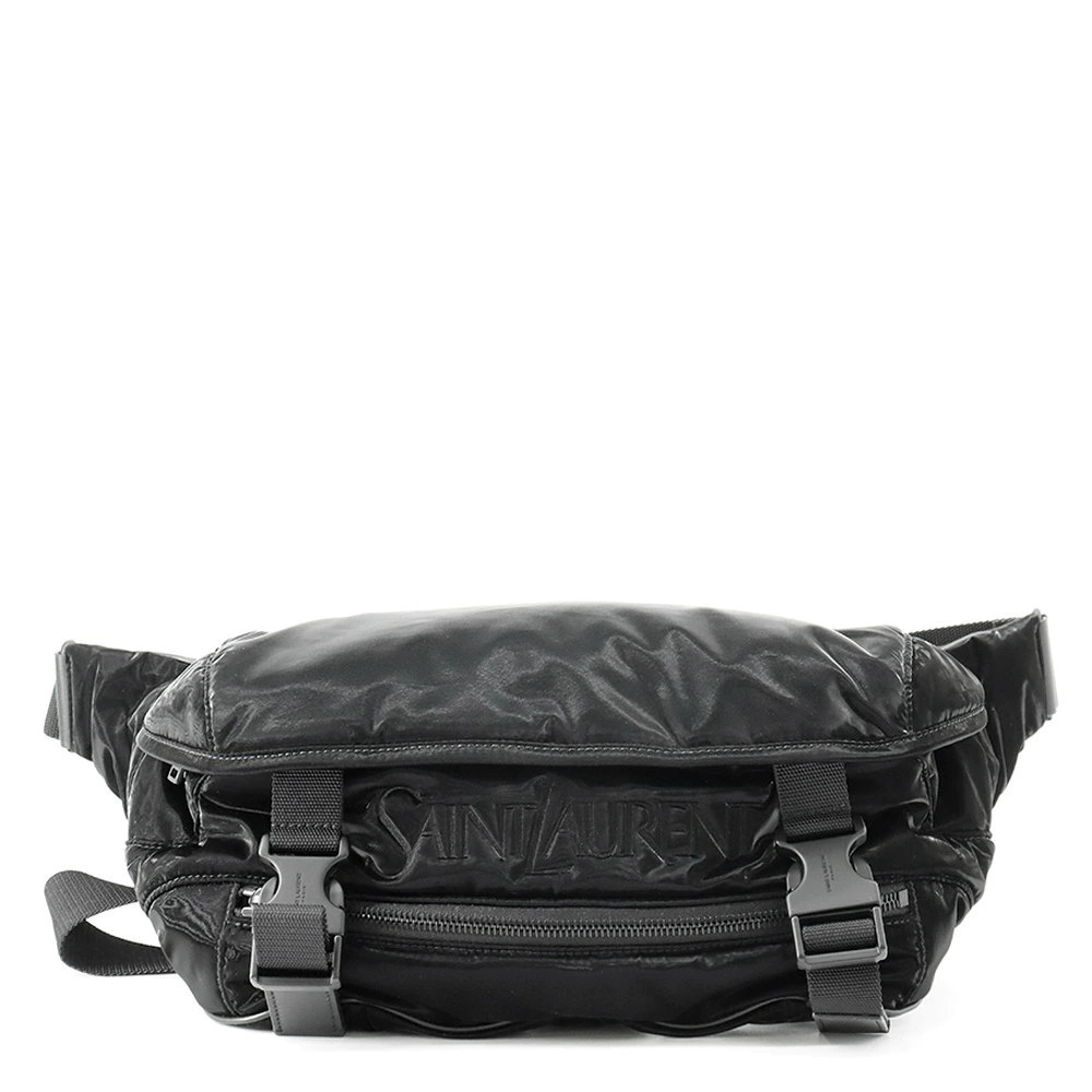 Saint Laurent Paris Body Bag Silk Tech Canvas Black
